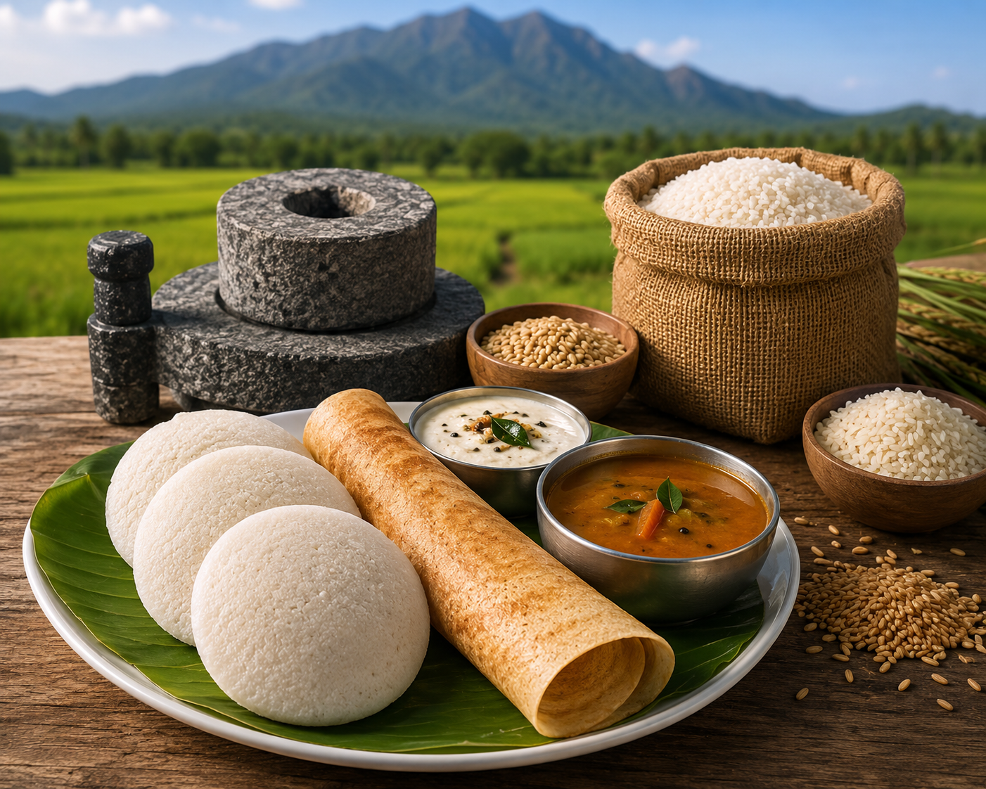 Traditional Kongu Nadu breakfast with idly, dosa and heritage rice